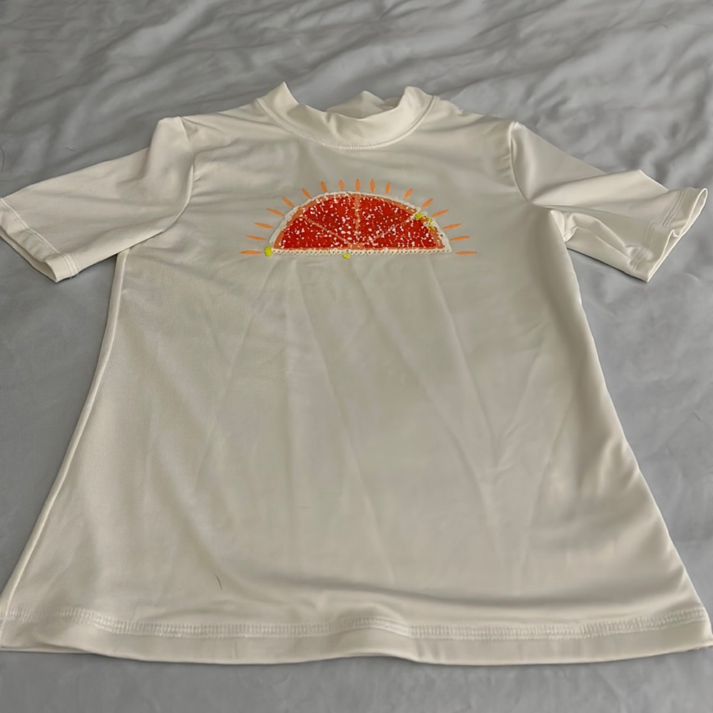 Cat &Jack Girls Short Sleeve Rashguard white shirt 7/8